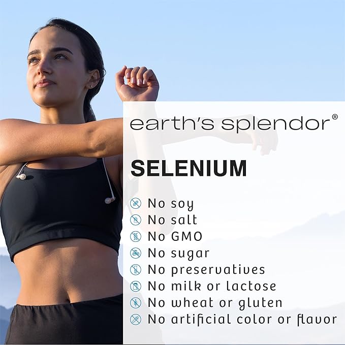 Earth's Splendor Selenium 200 mcg Dietary Supplement for Men & Women, Support Antioxidant Health and Immune System (100 Tablets, 3+ Month Supply)