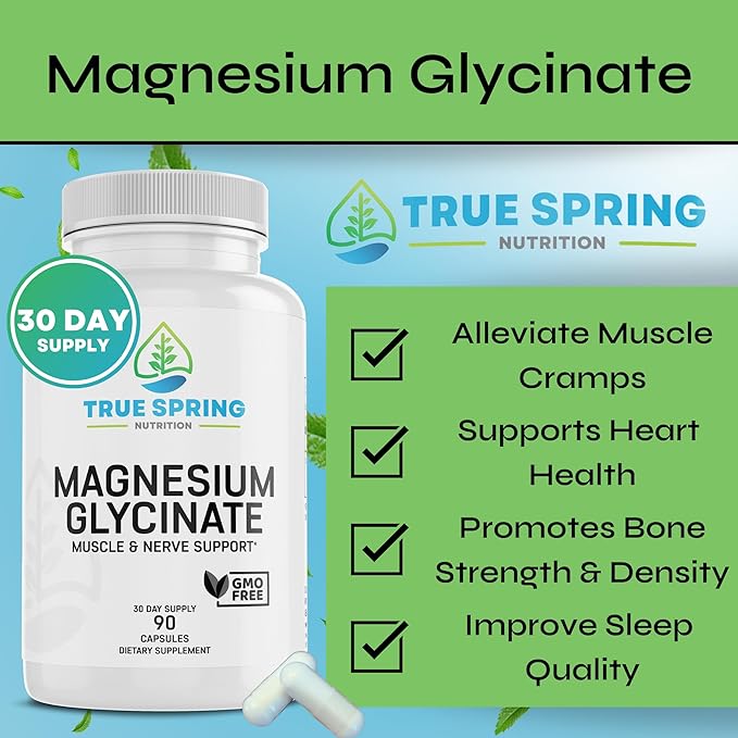 Magnesium Glycinate | High Absorption Supplement for Stress Relief, Sleep, Muscle Recovery, Nerve Support, Bone Health, and Heart Wellness – 90 Capsules, Made in The USA