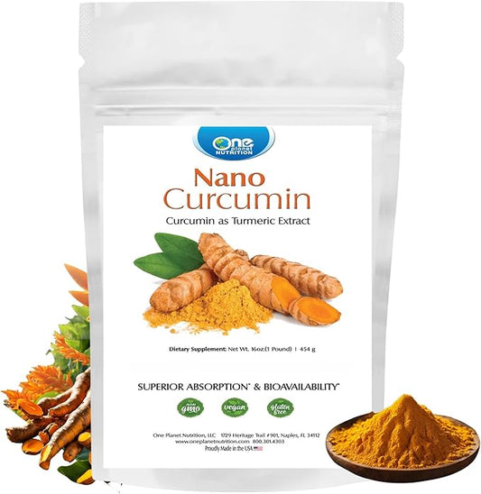 Nano Curcumin Powder 8 oz (227 Servings), Pure Turmeric Extract, Nano for High Absorption, Supports Overall Vitality, Non-GMO, Vegan, Gluten-Free