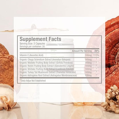 Plant People - Immune Power | Advanced Immune Support with Mushrooms, Astragalus, Herbal, and Vitamin C | Natural, USDA Organic, Vegan, Non-GMO, Gluten Free, Vitamins and Supplements | 60 Capsules