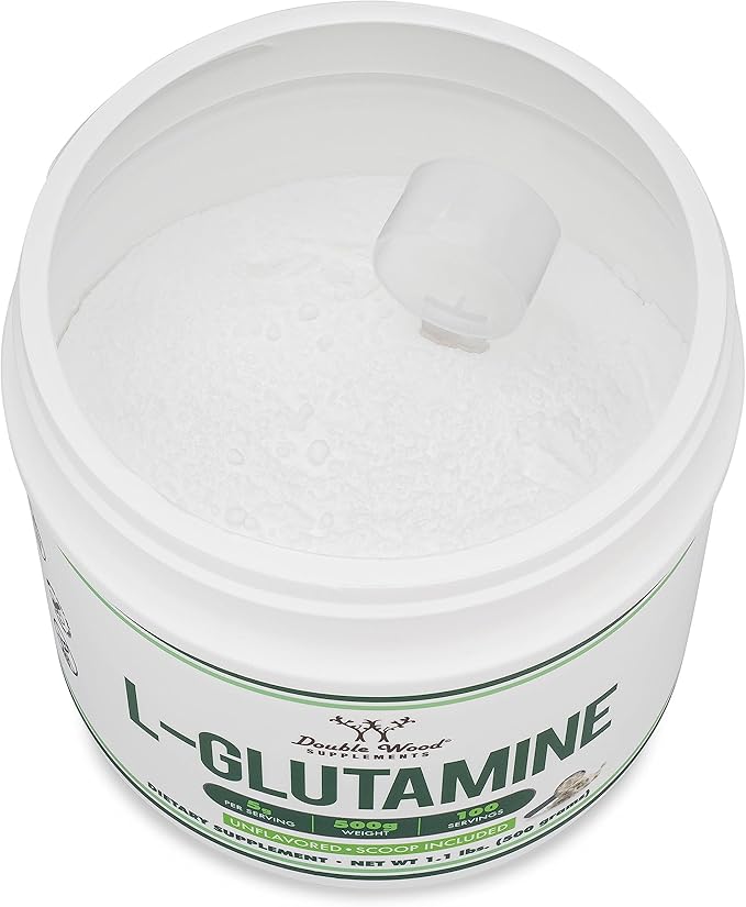 L Glutamine Powder 1.1lbs (100 Servings of 5 Grams Each - Third Party Tested L-Glutamine Powder) Unflavored, Keto, Vegan Friendly (with Scoop) for Exercise Endurance and Gut Health by Double Wood