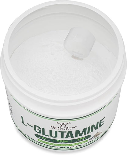 L Glutamine Powder 1.1lbs (100 Servings of 5 Grams Each - Third Party Tested L-Glutamine Powder) Unflavored, Keto, Vegan Friendly (with Scoop) for Exercise Endurance and Gut Health by Double Wood