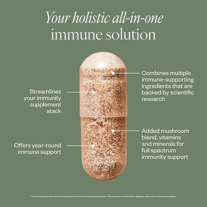 SHII Advanced Daily Immune Support Supplement, 500mg AHCC per Serving, AHCC Supplement with Vitamin D3, Vitamin C, and Zinc, Vegan, Gluten Free, Sugar Free, 120 Mushroom Capsules