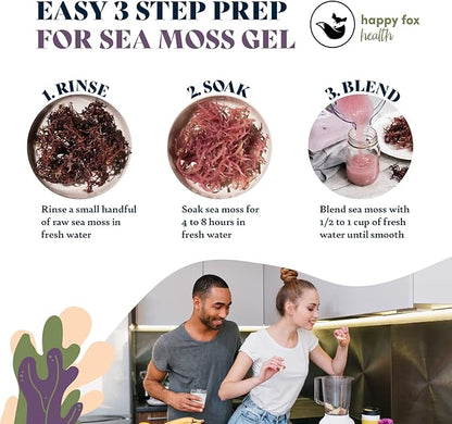 Purple Immunity Bundle - Organic Sea Moss Raw Purple & Organic Irish Sea Moss Capsules with Sambucus Elderberry for Immunity Defense, Vitamins C, D3, B9, B12, & Iron, 90 Count