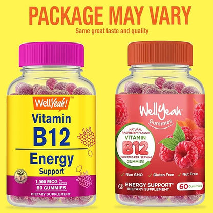 Magnesium Citrate 250mg + Vitamin B12 1000mcg, Gummies Bundle - Great Tasting, Vitamin Supplement, Gluten Free, GMO Free, Chewable Gummy