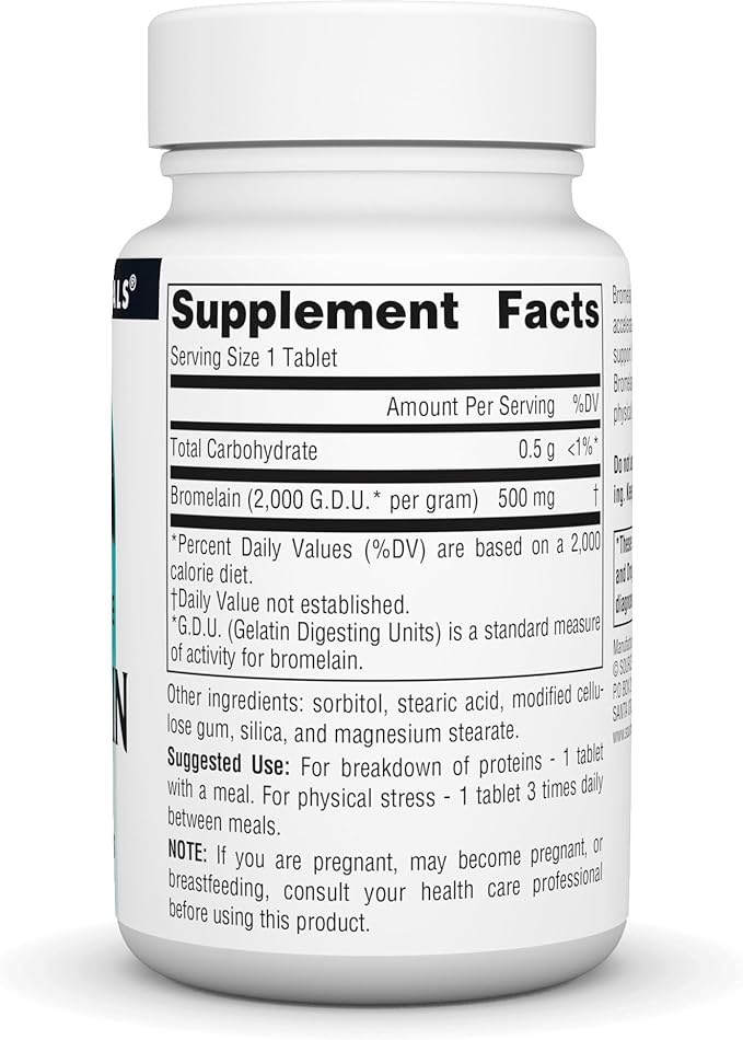 Source Naturals Bromelain, 2,000 GDU/GRAM, Pineapple Enzyme, 500 MG - 60 Tablets