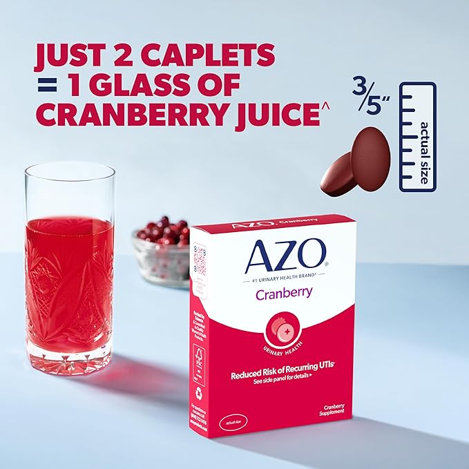 AZO Cranberry Urinary Tract Health Supplement, 1 Serving = 1 Glass of Cranberry Juice, Sugar Free Cranberry Pills, 50 Count