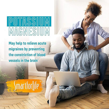 SMART FOR LIFE Potassium Magnesium Supplement – High Absorption Magnesium Complex – 60 Vegan Capsules - Magnesium and Potassium Supplement for Vascular Health, Magnesium for Leg Cramps and Sleep