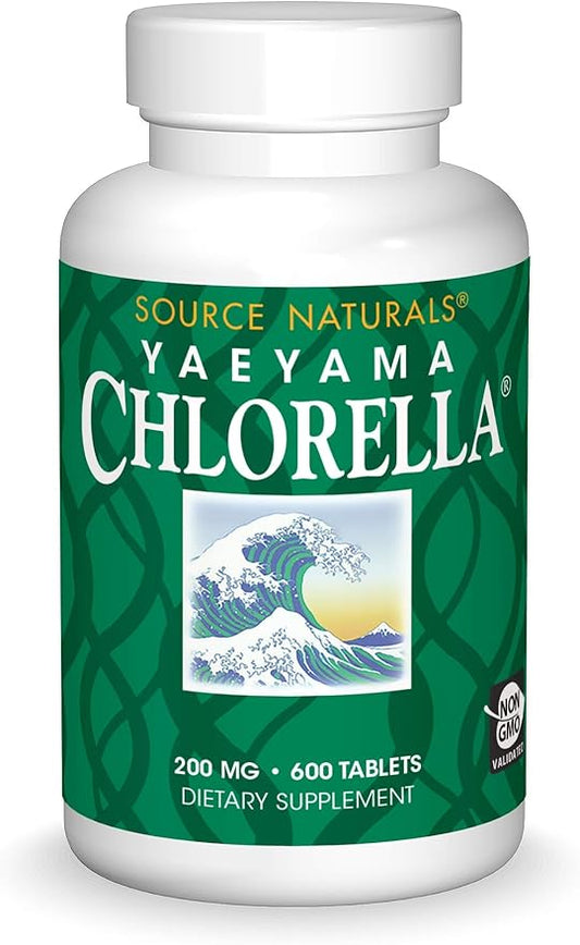 Source Naturals Yaeyama Chlorella Green Superfood, Plant-Based B12* - 200 mg, 600 Tablets