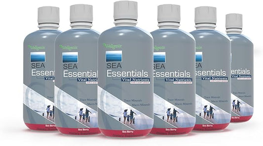 Wellgenix Sea Essentials Coral Calcium Liquid Vitamin for High Absorption - Nutritional Multivitamin Supplement - Sea Berry Flavor (6)