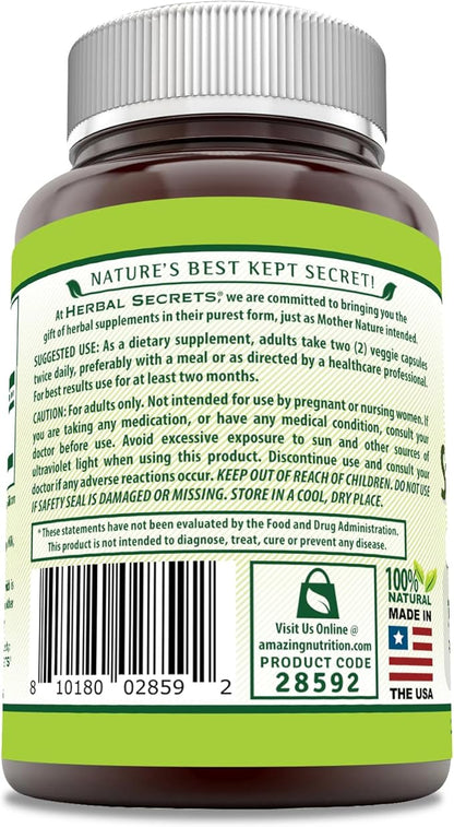 Herbal Secrets St. John's Wort 700 Mg 180 Veggie Capsules Supplement | Non-GMO | Gluten Free | Made in USA