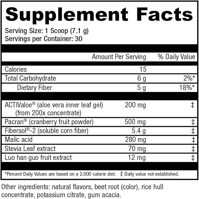 NatureCity AloeCran Sugar Free Drink Mix Supplement | Pure Aloe Vera, Cranberry Powder & Dietary Fiber| Unsweetened Cranberry Concentrate | Supports Digestive, Urinary & Metabolic Health | 30 Servings