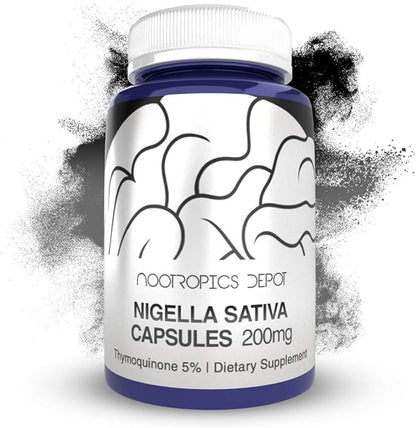 Nootropics Depot Nigella Sativa Extract Capsules | 200mg | 60 Count | Minimum 5% Thymoquinone Content | Black Seed Oil Extract | Supports Memory, Liver, Brain, and Immune Function