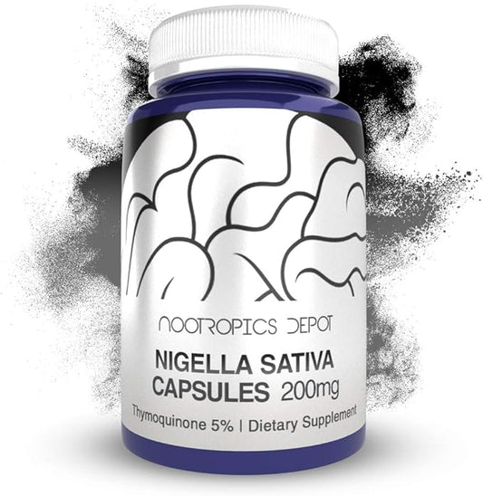 Nootropics Depot Nigella Sativa Extract Capsules | 200mg | 60 Count | Minimum 5% Thymoquinone Content | Black Seed Oil Extract | Supports Memory, Liver, Brain, and Immune Function
