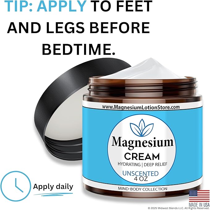 Unscented Magnesium Cream – Pure Hydration, 4 oz USA Made