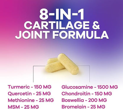 Glucosamine Chondroitin MSM Complex – Joint Supplement with Turmeric, Boswellia & Quercetin – Advanced Formula for Knee, Back, Hand & Hip Discomfort – Mobility & Flexibility Support – 120 Capsules