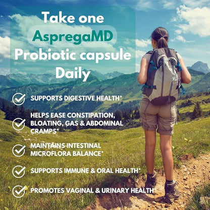 ScimeraMD® Asprega ProPac Probiotics and Prebiotics Supplement for Digestive Health and Immune System Support, 35 Billion CFUs, 10 CT