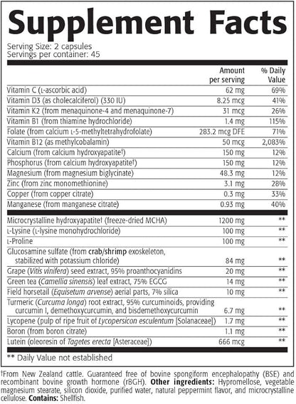 NEW ROOTS HERBAL Strong Bones - Calcium, Magnesium, Vitamin D3, VIT C, bioavailable K2 (MK-7) - GMO, Soy, Gluten Free - Supplement for Bone Health – (90 Veg Caps)