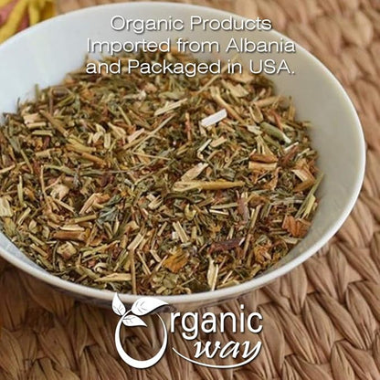 Organic Way St. John's Wort Cut & Sifted (Hypericum perforatum) - Herbal Tea | European Wild-Harvest | Organic, Kosher & USDA Certified | Vegan, Non GMO & Gluten Free | Origin - Albania (1/4LBS / 4Oz)