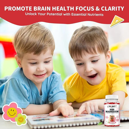 Kids Magnesium Glycinate Gummies with Calm Magnesium Citrate, L-Threonate Supplement for Kids & Adults with Zinc, Vitamin D3, B12, L-Theanine for Sleep Bone & Muscle Mood, Strawberry, 60ct
