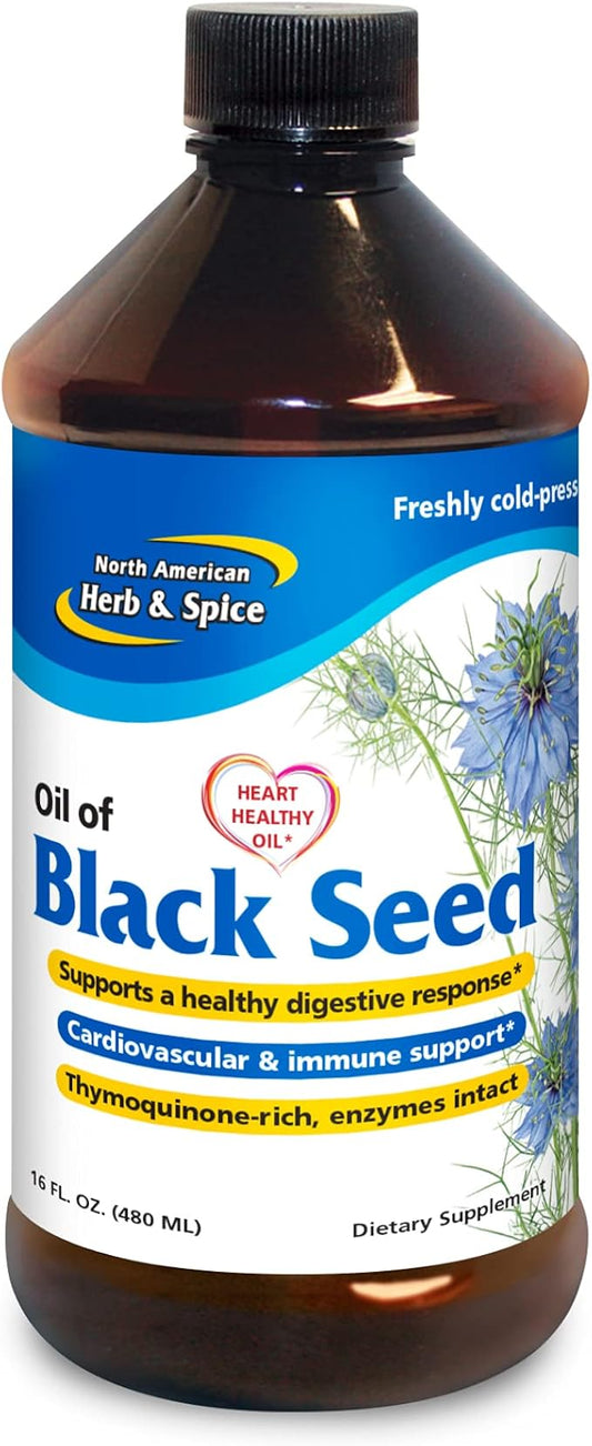 NORTH AMERICAN HERB & SPICE Black Seed Oil - 16 fl. oz. - Cardiovascular, Digestive & Immune Support - Non-GMO - 96 Servings