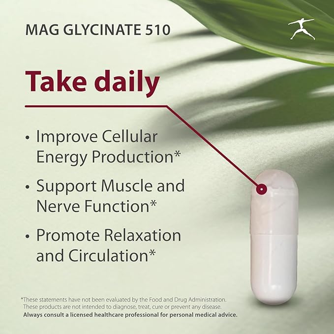 Mag Glycinate 510 – Magnesium Glycinate – Nutritional Supplement for Stress, Heart Health, Nerves, Muscles, Energy, and Metabolism* - (100 Capsules)