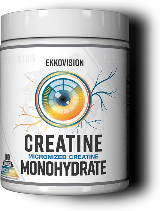 Creatine Monohydrate Powder, Micronized, Blueberry Mango, Pre Workout & Post Workout Supplement for Men and Women, Energy Support, Easy to Mix in Shakes, Smoothies & Beverages, 100 Servings