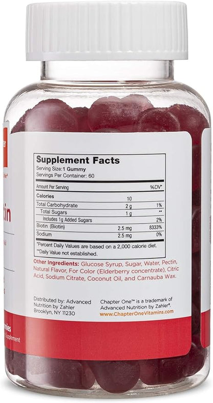 Zahler Chapter One Biotin Gummies, Hair Skin and Nails Fortifying Biotin, Certified Kosher, 60 Flavored Gummies