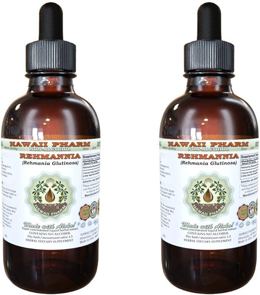 Rehmannia Alcohol-Free Liquid Extract, Organic Rehmannia (Rehmania Glutinosa) Dried Root Glycerite Natural Herbal Supplement, Hawaii Pharm, USA 2x4 fl.oz