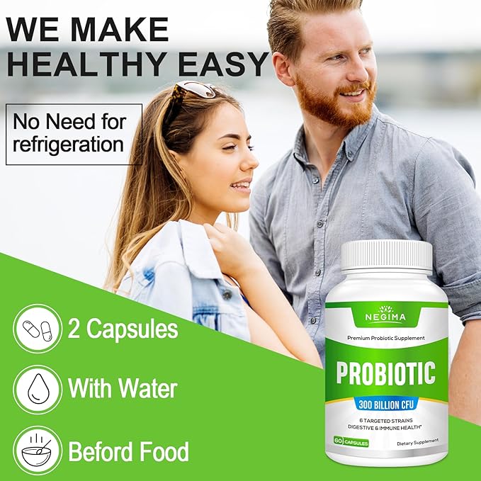 Probiotics for Women and Men, 300 Billion CFUs Probiotic, 6 Strains Probiotics & Prebiotics, Daily Probiotics for Digestive, Gut, Immune Probiotics for Men & Women - 60 Capsules -19