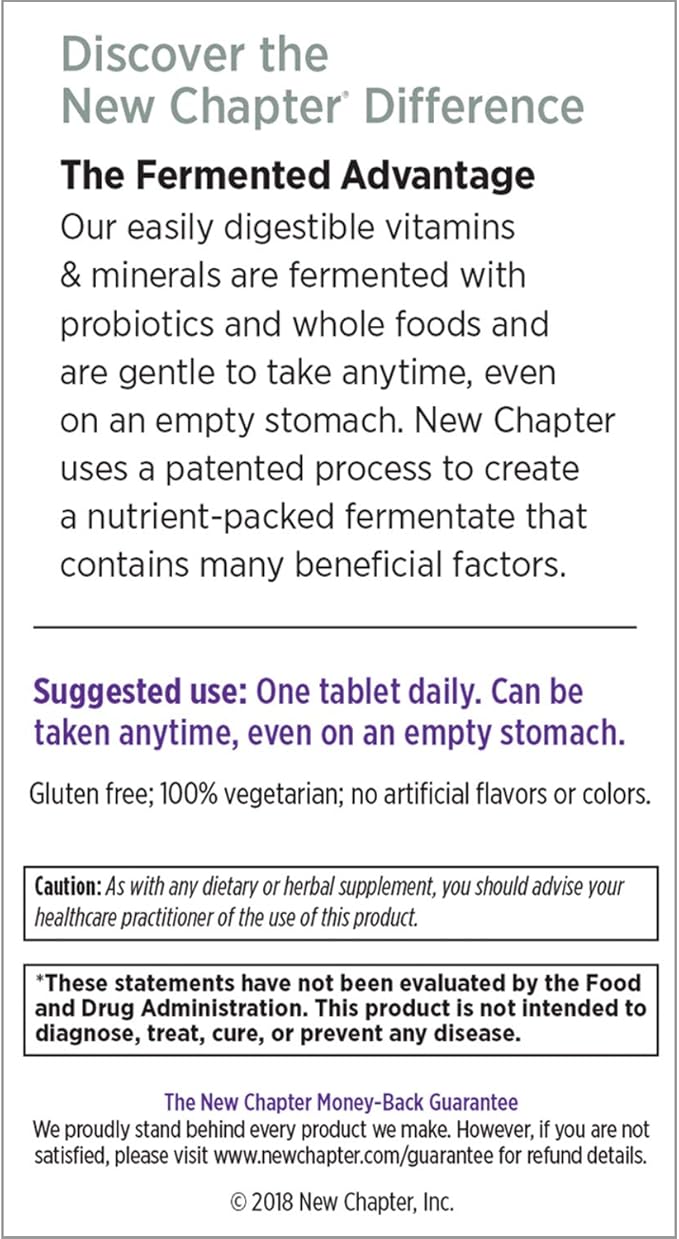 New Chapter Men's Multivitamin, Every Man's One Daily 40+, Fermented with Probiotics + Saw Palmetto + B Vitamins + Vitamin D3 + Organic Non-GMO Ingredients - 24 Count