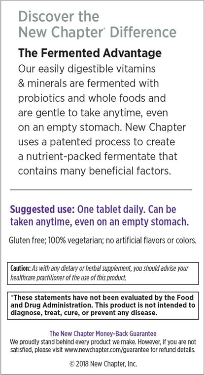 New Chapter Men's Multivitamin, Every Man's One Daily 40+, Fermented with Probiotics + Saw Palmetto + B Vitamins + Vitamin D3 + Organic Non-GMO Ingredients - 24 Count