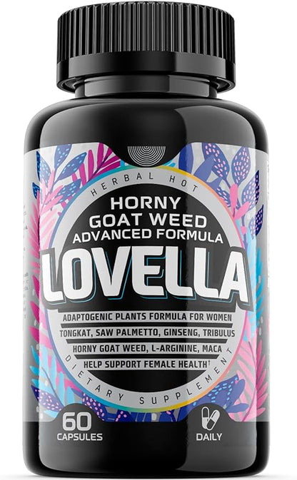 Hornygoatweed Women - Libido Booster for Women, Mood, Energy & Hormone Balance for Women w. Maca Root - Female Libido Booster w. Ginseng - Libido Supplement for Women w. Tribulus terrestris -60ct USA