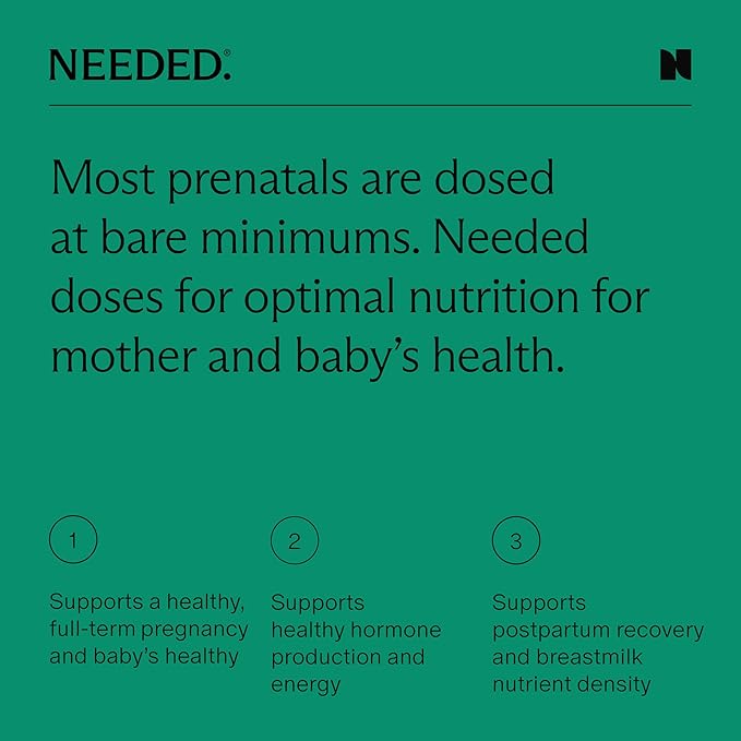 Needed. Vanilla Multivitamin Powder with Choline for Prenatal, Pregnancy, Breastfeeding, Postpartum | Expertly-Formulated & Third-Party Tested | 30-Day Supply