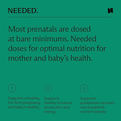 Needed. Vanilla Multivitamin Powder with Choline for Prenatal, Pregnancy, Breastfeeding, Postpartum | Expertly-Formulated & Third-Party Tested | 30-Day Supply