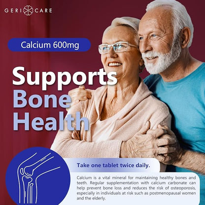 Gericare Calcium 600mg Supports Bone Health, Nutritional Supplement, 60 Count (Pack of 1)