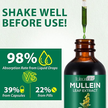 2 Pack Mullein Drops for Lungs, Natural Mullein Herbal Supplements, Mullein Leaf Extract for Lung Cleanse and Respiratory Support, 2.02 fl oz
