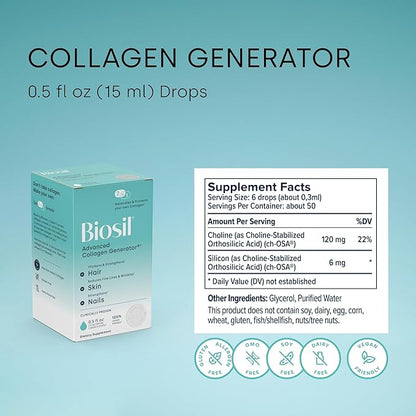Biosil Collagen Generator - 0.5 fl oz Drops - With Patented ch-OSA Complex - Generates & Protects Your Own Collagen - GMO Free - 30-Day Supply