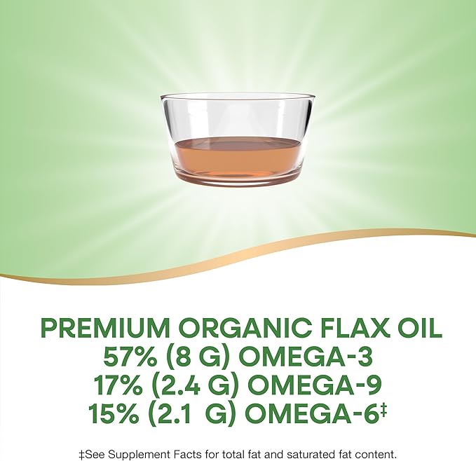 Nature's Way Organic Flax Oil, USDA Certified Organic, Omega-3, 6, 9, Cold Pressed, 16 Fl Oz (Packaging May Vary)