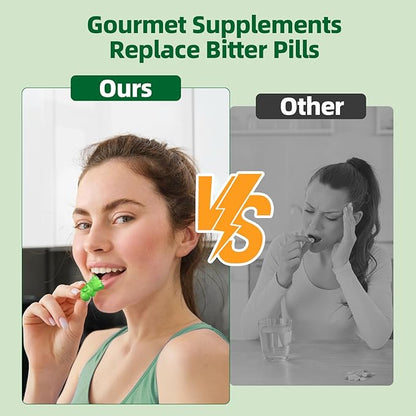 Super Greens Gummies for Women - Daily Vitamins Supplement with 20+ Nutrients, Vitamins and Minerals, Immune Support, Digestive Health, Energy Boost, Natural Green Apple Flavor, 60 Gummies
