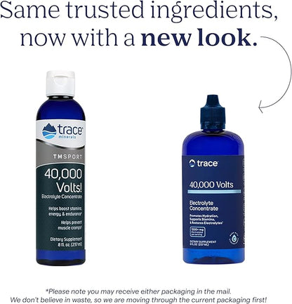 Trace Minerals 40,000 Volts - Concentrate Supplement Drops for Electrolyte Support - Support Muscle Health & Vitality - Workout Drink to Aid Hydration - 8 fl oz (48 Servings)
