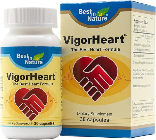 VigorHeart-The Natural Heart Supplements Pills with Coq 10, Salvia Miltiorrhiza, and Panax Pseudoginseng (30 Capsules)