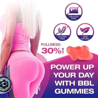 Booty Gummies for Women - BBL Gummies with Multivitamins and Herbal Extracts - Peach Flavor - 60 Count
