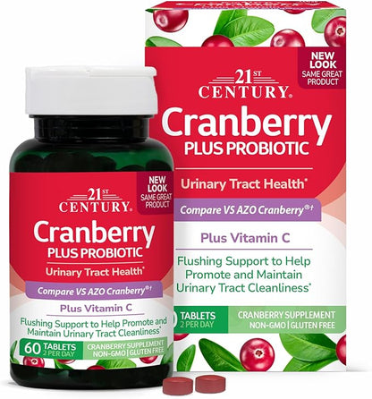 21st Century Cranberry Plus Probiotic Tablets, 60 Count