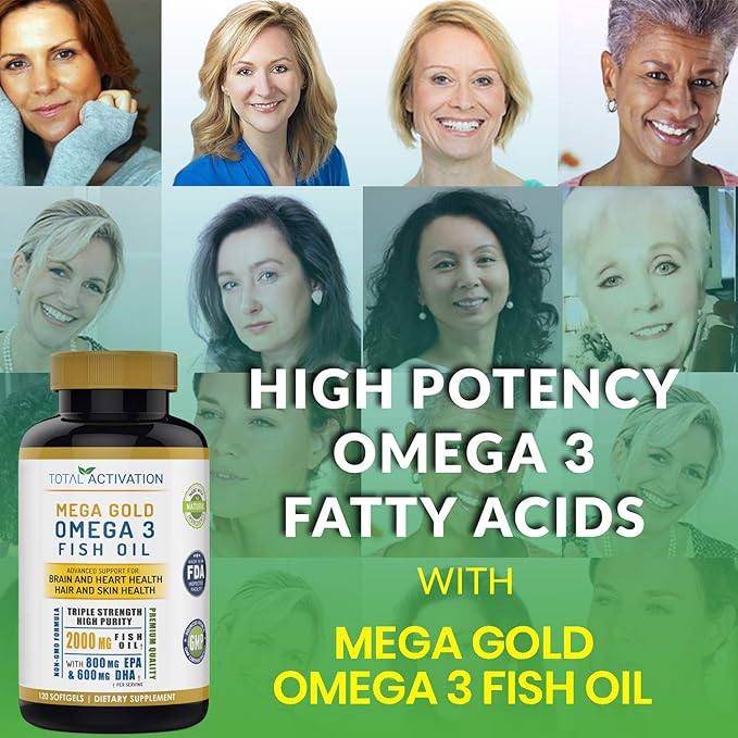 Omega 3 Burpless Max Strength Fish Oil Supplement, Dr. Formula 2000 mg with Vitamin E, 800 mg EPA 600 mg DHA Ultimate Brain, Hair Support Men & Women, Non-GMO 120 Small Liquid Rapid Release Softgels
