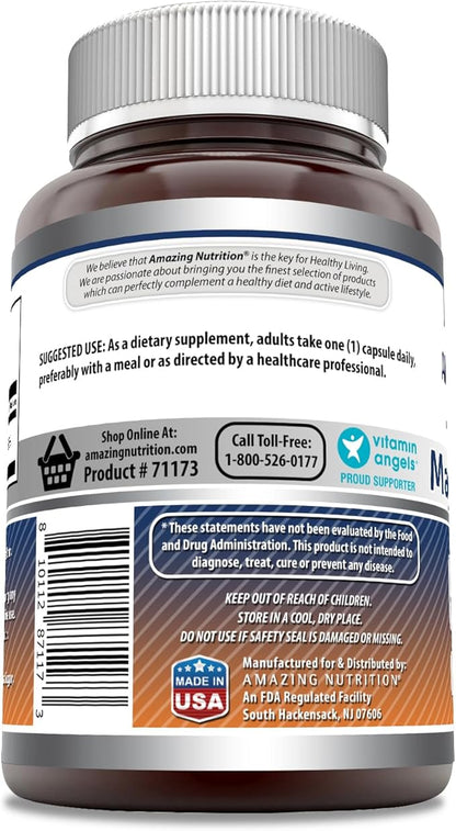 Amazing Formulas Magnesium Oxide Supplement | 500 Mg Per Serving | 180 Capsules | Non-GMO | Gluten-Free | Made in USA