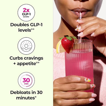Flatter Me Fiber GLP-1 Booster – Prebiotic Fiber & Enzyme Supplement for Weight Support, Reduce Bloating, Double GLP-1 Levels, Digestive & Gut Health for Women & Men (10-GLP-1/20-Fiber Servings)