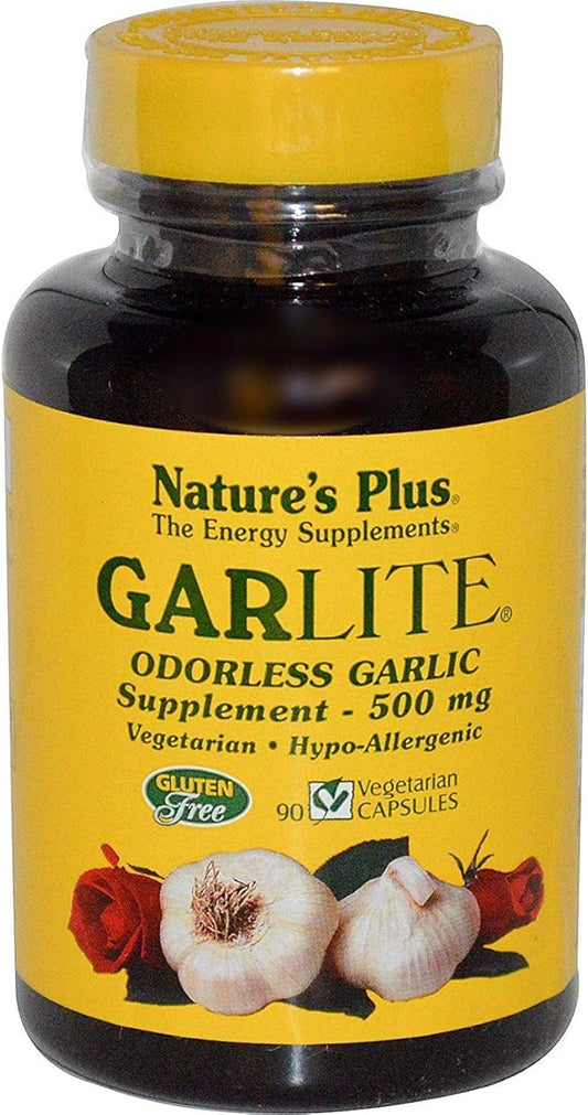 NaturesPlus Garlite Odorless Garlic - 90 Capsules - Vegetarian, Gluten Free - 90 Servings