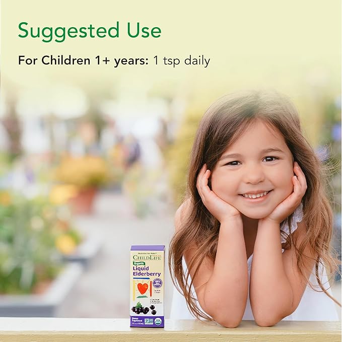 CHILDLIFE Essentials Organic Elderberry Syrup for Kids - Liquid Elderberry for Toddlers, Elderberry Extract Drops, Tincture for Babies, Toddlers, Children - 4 Fl Oz