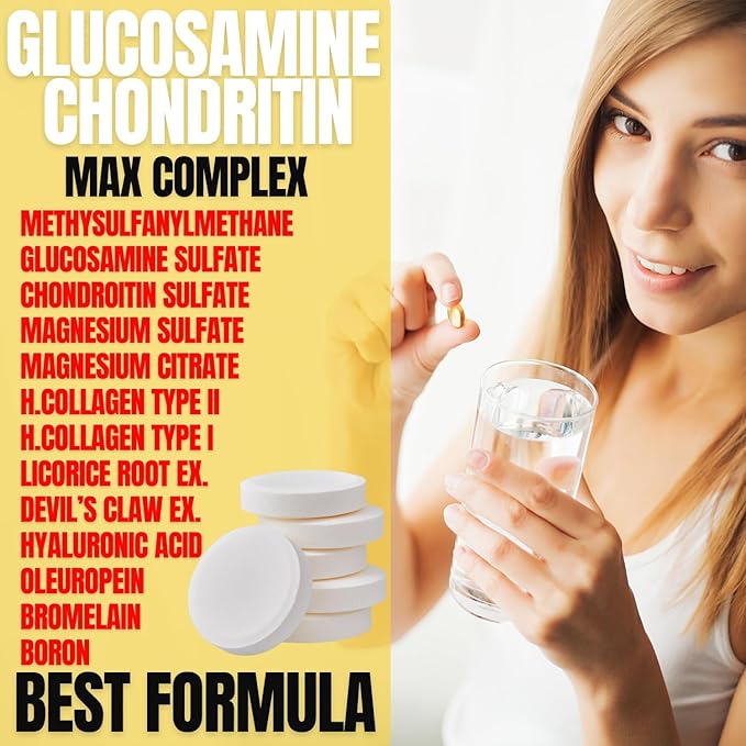 Glucosamine Chondroitin | Turmeric | Msm | Joint Support | Supplement for Relief | 60 Tablets | for | Bones | Back | Knees | Hands